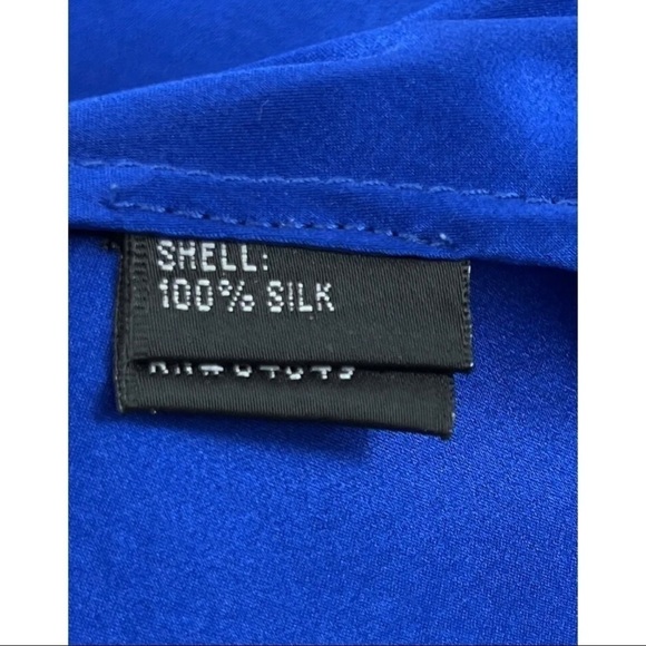 Carmen Marc Valvo Sz 4 Blue Long Formal Dress Gown Strapless One Shoulder Ruched - Picture 11 of 11